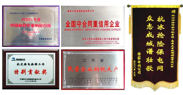 南京大吉鐵塔制造有限公司榮譽證書